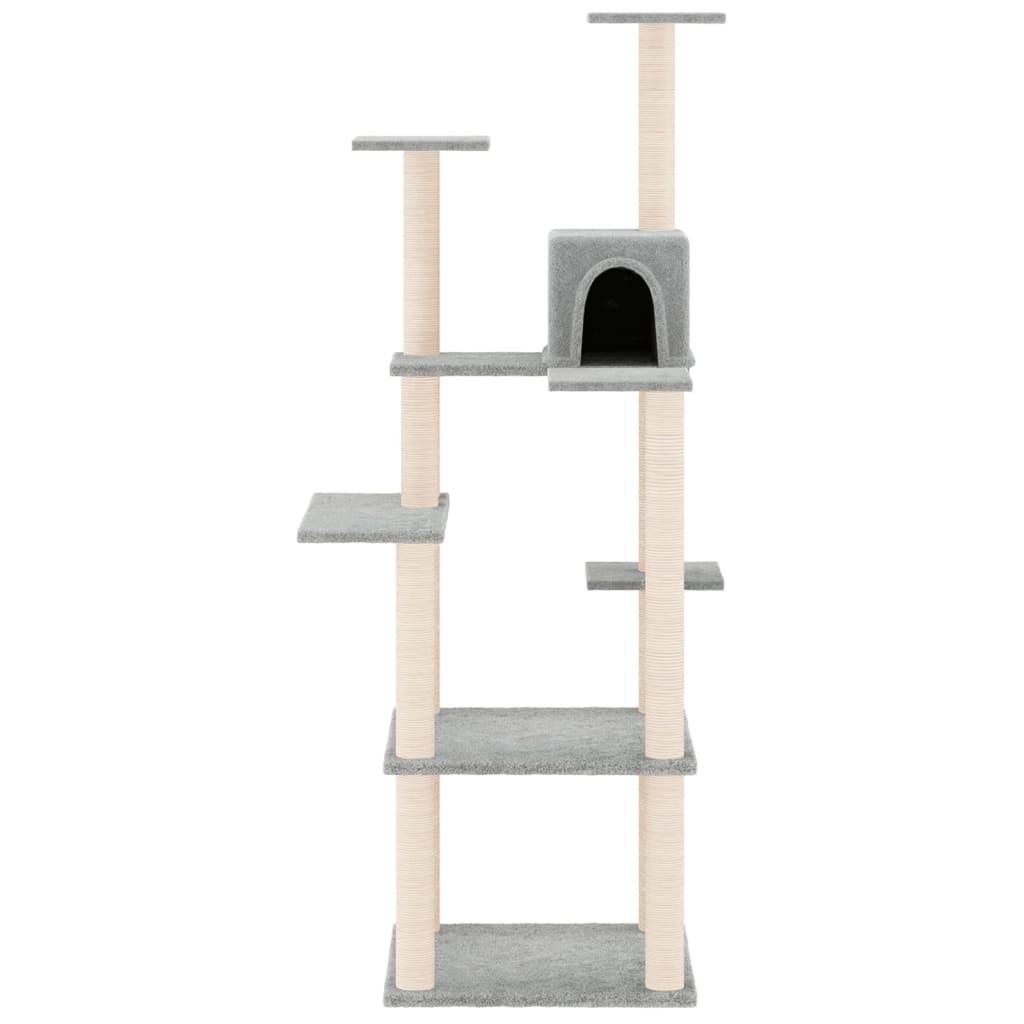 8720287213505_g_en_hd_1 vidaXL Cat Tree with Sisal Scratching Posts Light Grey 153 cm - Image 3