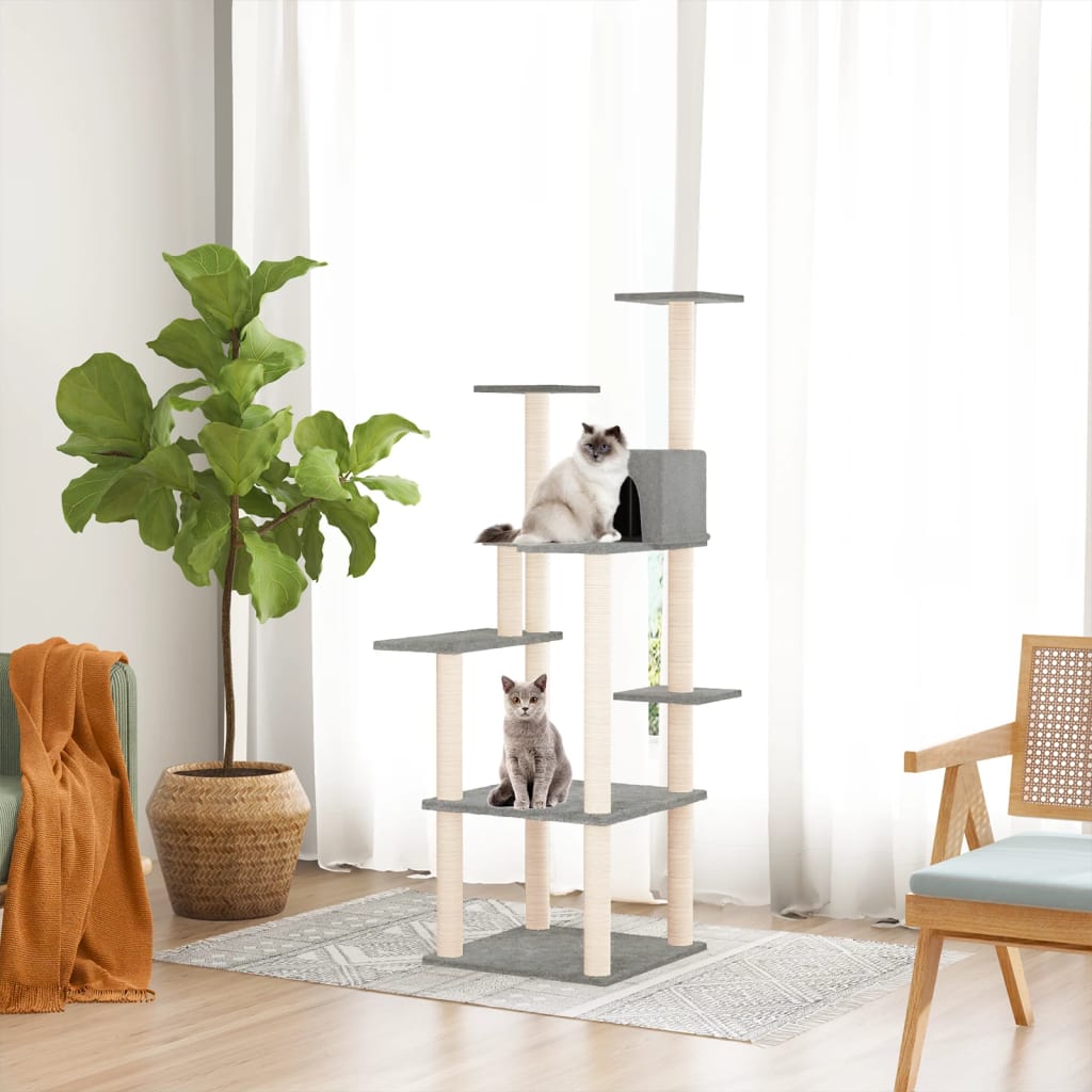 8720287213505_m_en_hd_1 vidaXL Cat Tree with Sisal Scratching Posts Light Grey 153 cm - Image 1