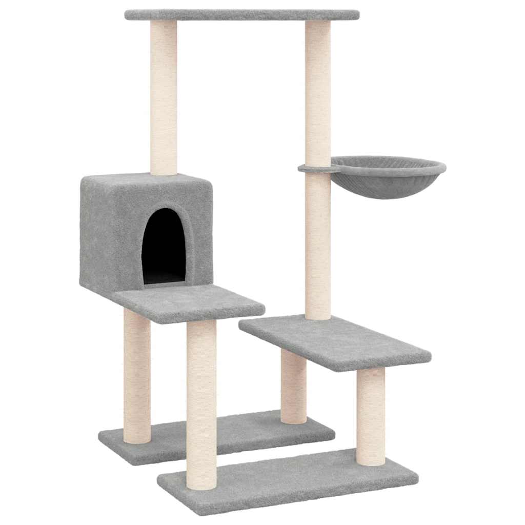 8720287213536_a_en_hd_1 vidaXL Cat Tree with Sisal Scratching Posts Light Grey 94.5 cm - Image 2