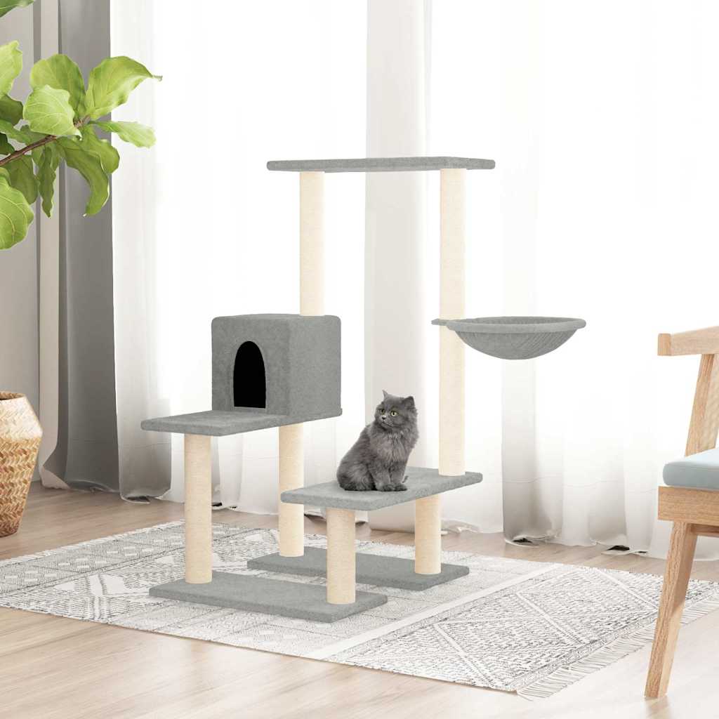 8720287213536_m_en_hd_1 vidaXL Cat Tree with Sisal Scratching Posts Light Grey 94.5 cm - Image 1