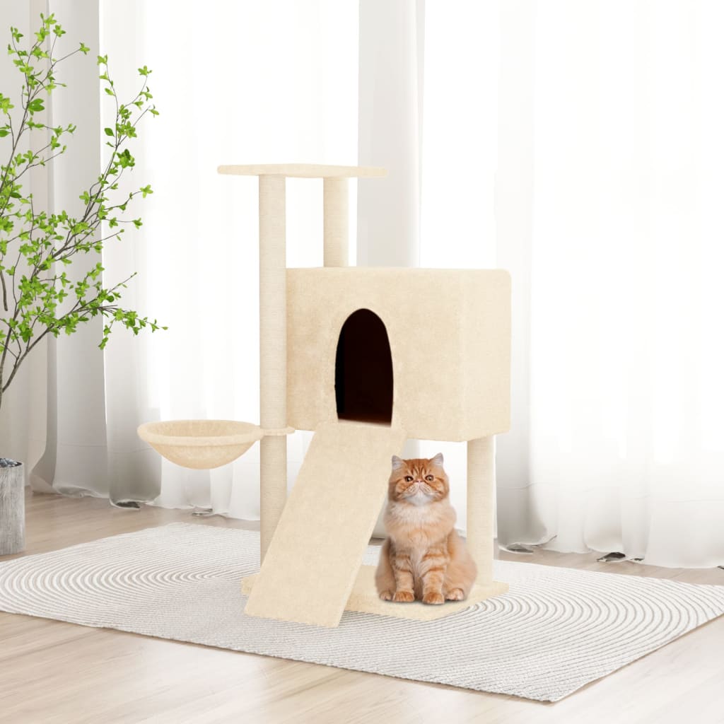 8720287213581_m_en_hd_1 vidaXL Cat Tree with Sisal Scratching Posts Cream 96 cm - Image 1