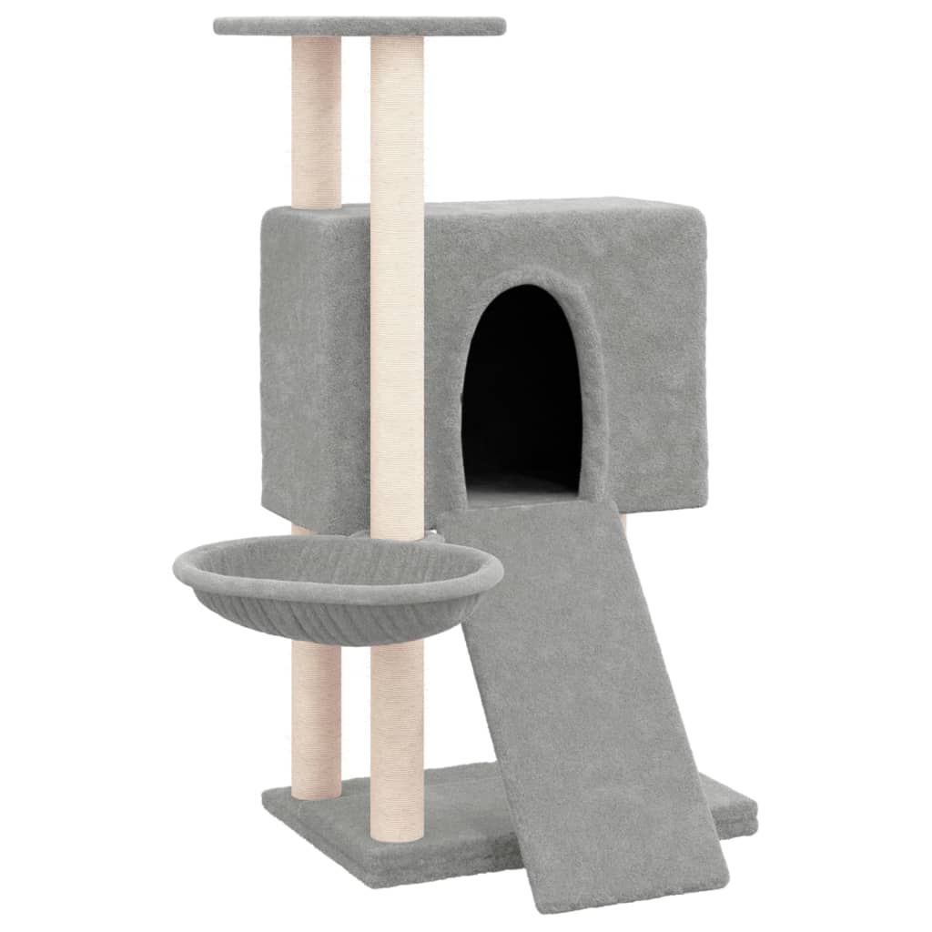 8720287213598_a_en_hd_1 vidaXL Cat Tree with Sisal Scratching Posts Light Grey 96 cm - Image 2