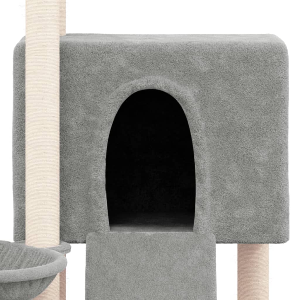 8720287213598_g_en_hd_4 vidaXL Cat Tree with Sisal Scratching Posts Light Grey 96 cm - Image 6