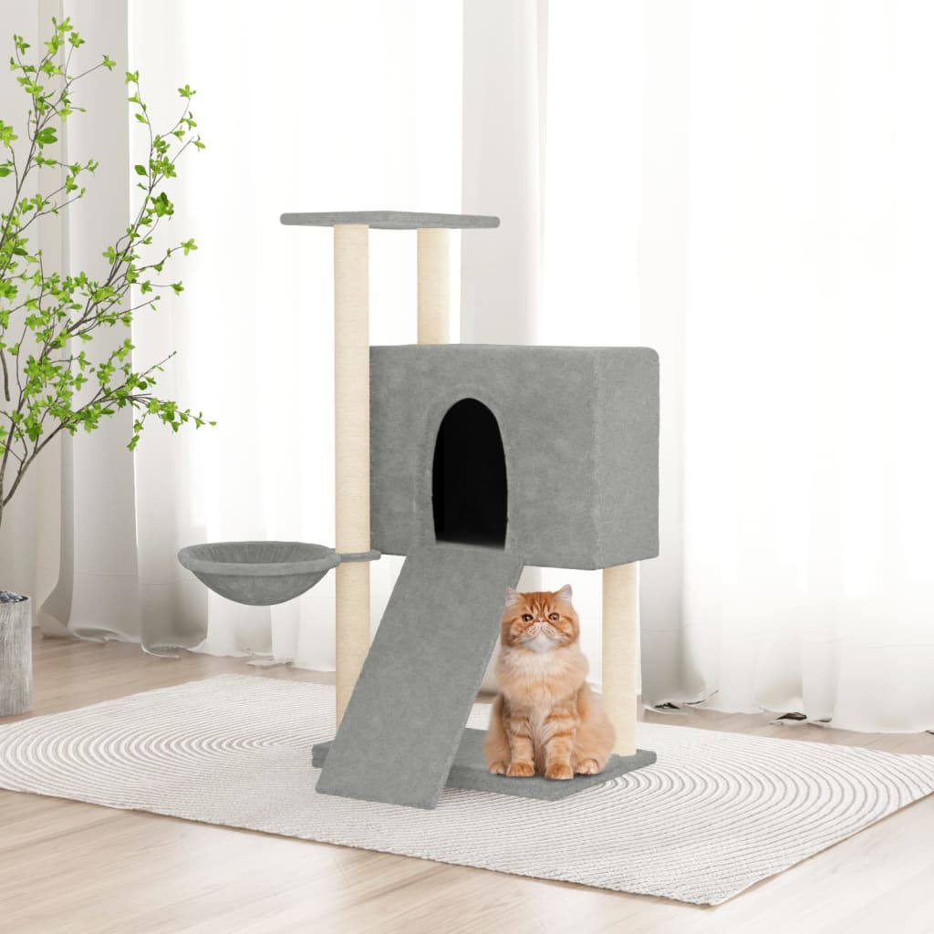 8720287213598_m_en_hd_1 vidaXL Cat Tree with Sisal Scratching Posts Light Grey 96 cm - Image 1