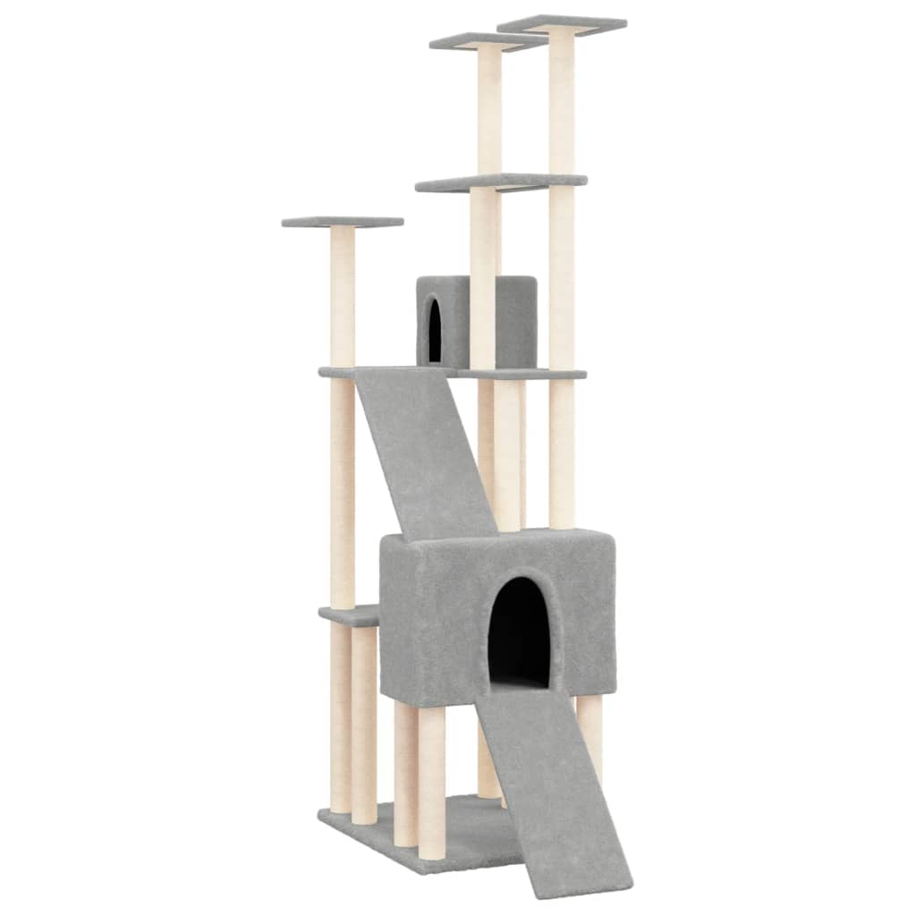 8720287213628_a_en_hd_1 vidaXL Cat Tree with Sisal Scratching Posts Light Grey 190 cm - Image 2
