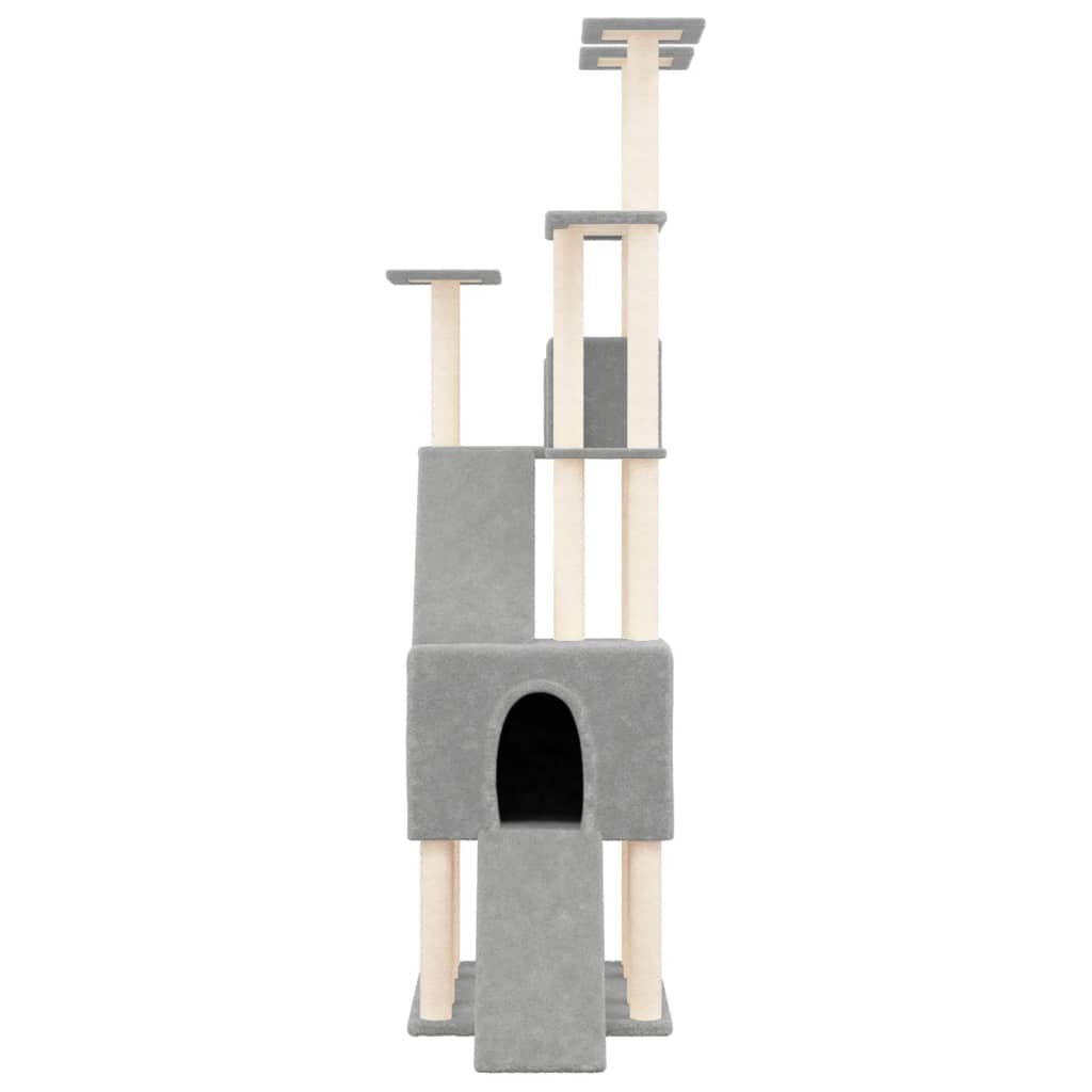 8720287213628_g_en_hd_1 vidaXL Cat Tree with Sisal Scratching Posts Light Grey 190 cm - Image 3