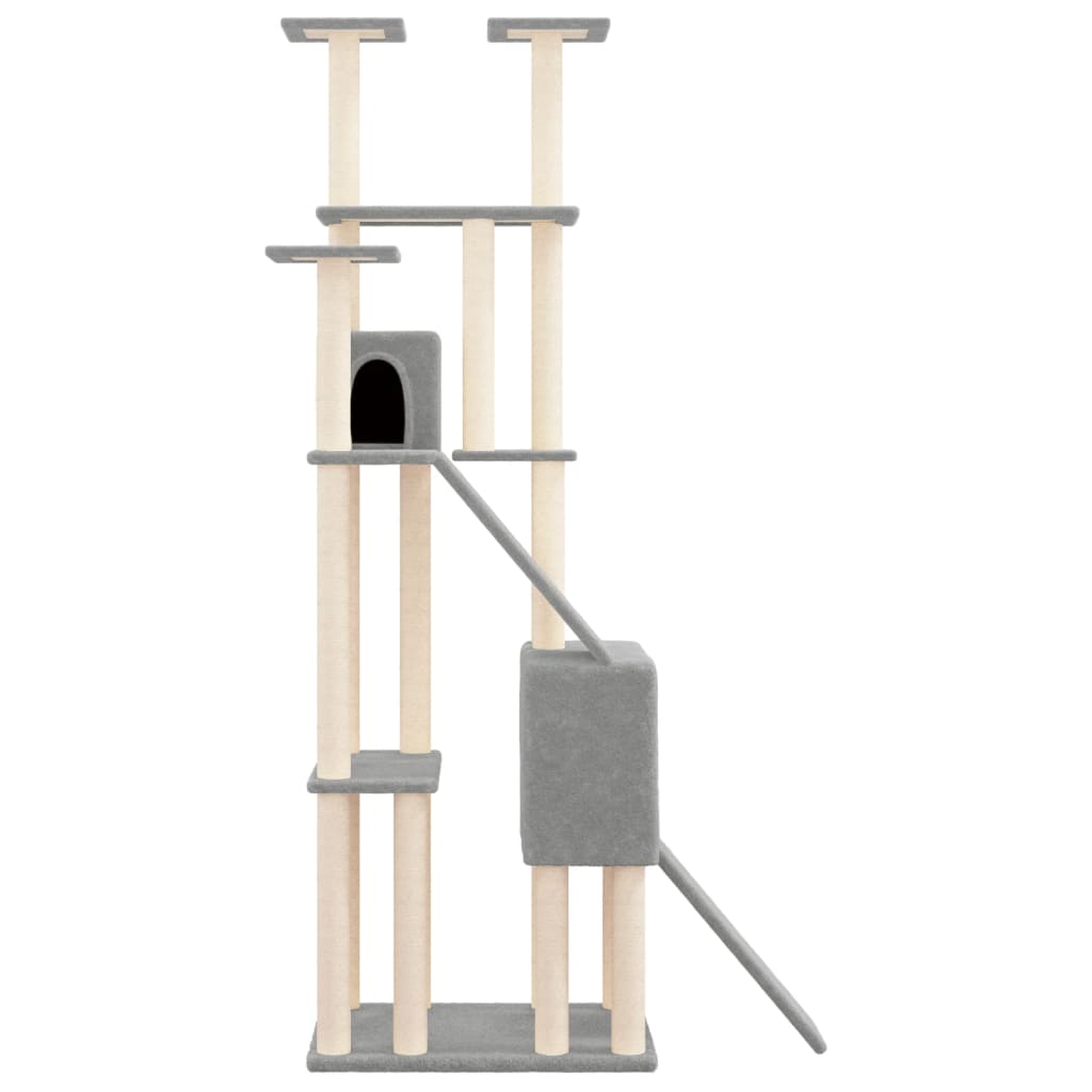 8720287213628_g_en_hd_2 vidaXL Cat Tree with Sisal Scratching Posts Light Grey 190 cm - Image 4