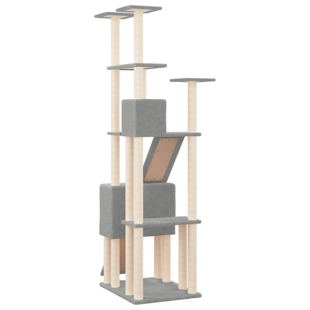 8720287213628_g_en_hd_3 vidaXL Cat Tree with Sisal Scratching Posts Light Grey 190 cm - Image 5