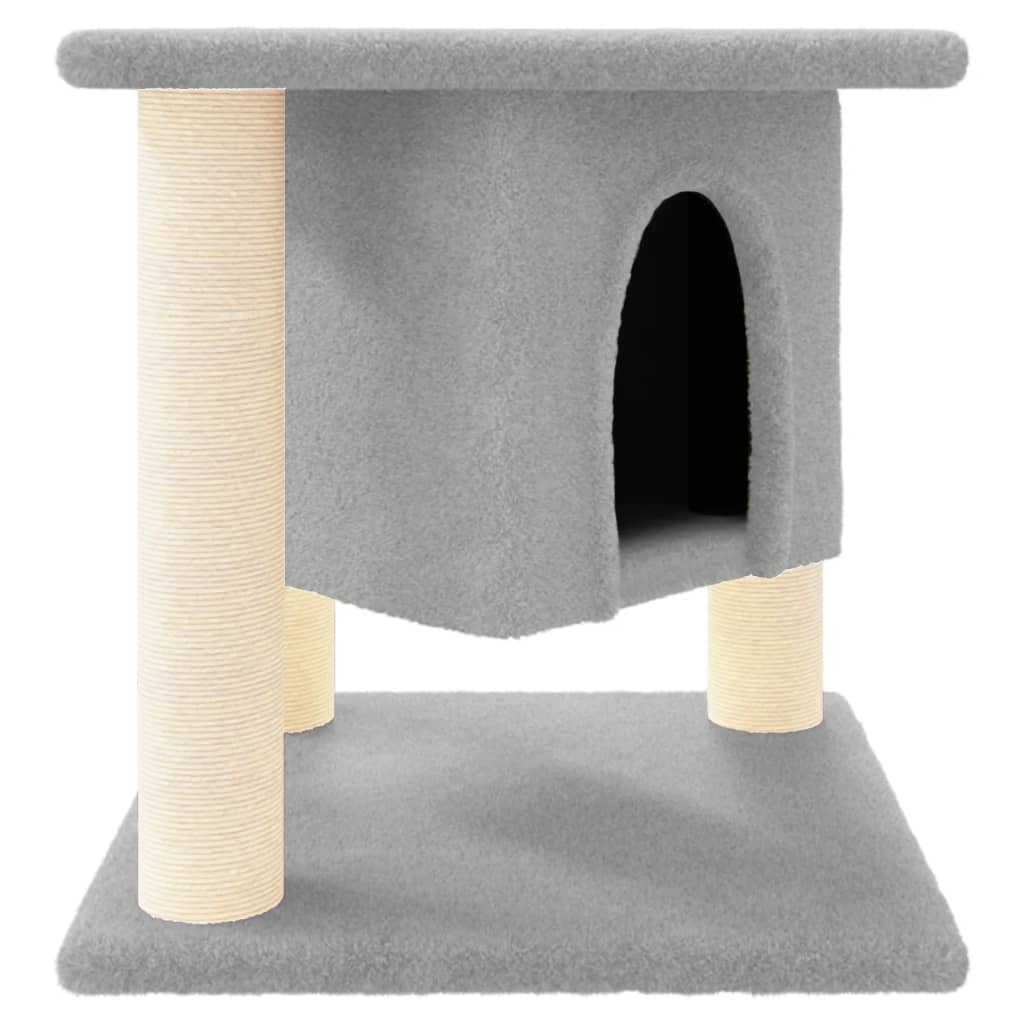 8720287213680_a_en_hd_1 vidaXL Cat Tree with Sisal Scratching Posts Light Grey 37 cm - Image 2