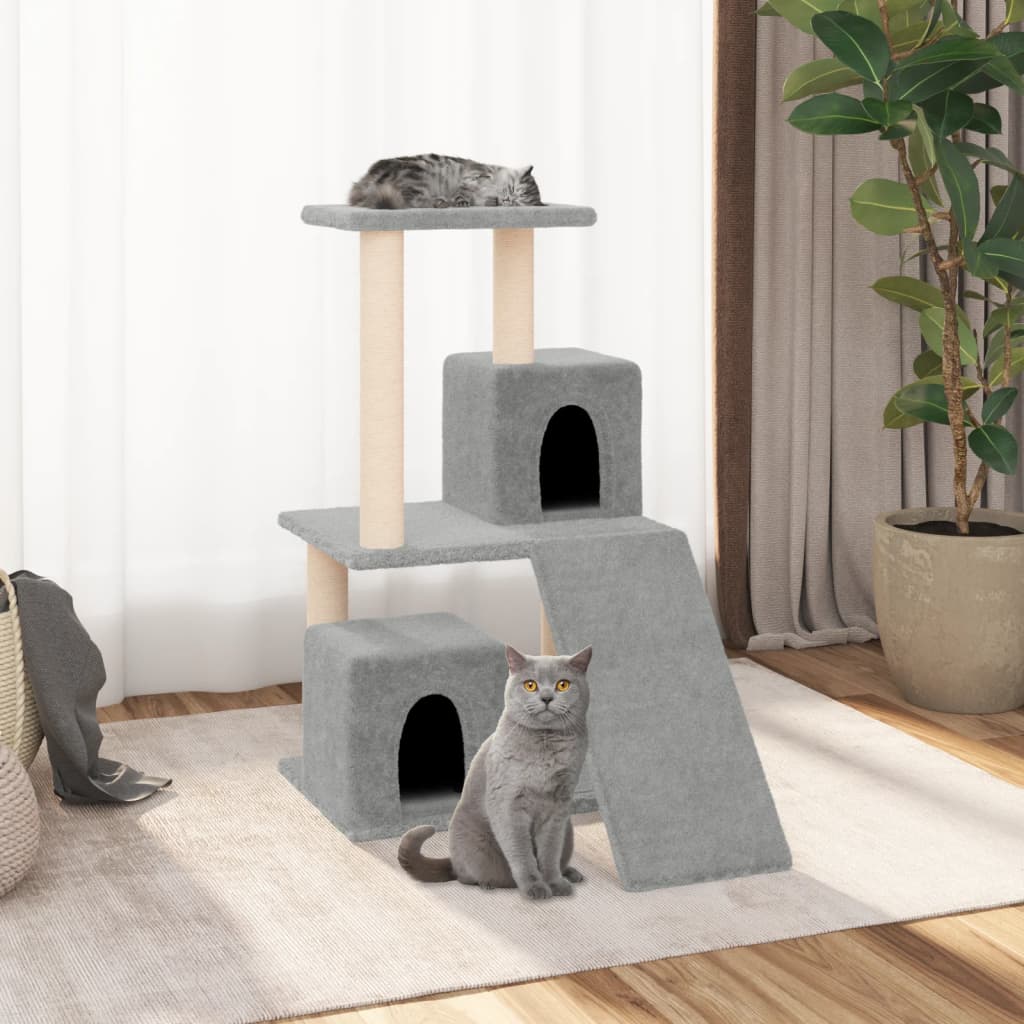 8720287213772_m_en_hd_1 vidaXL Cat Tree with Sisal Scratching Posts Light Grey 82 cm - Image 1