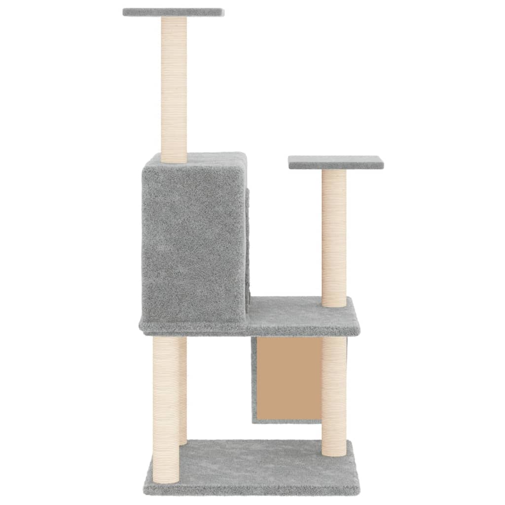 8720287213833_g_en_hd_2 vidaXL Cat Tree with Sisal Scratching Posts Light Grey 109 cm - Image 4