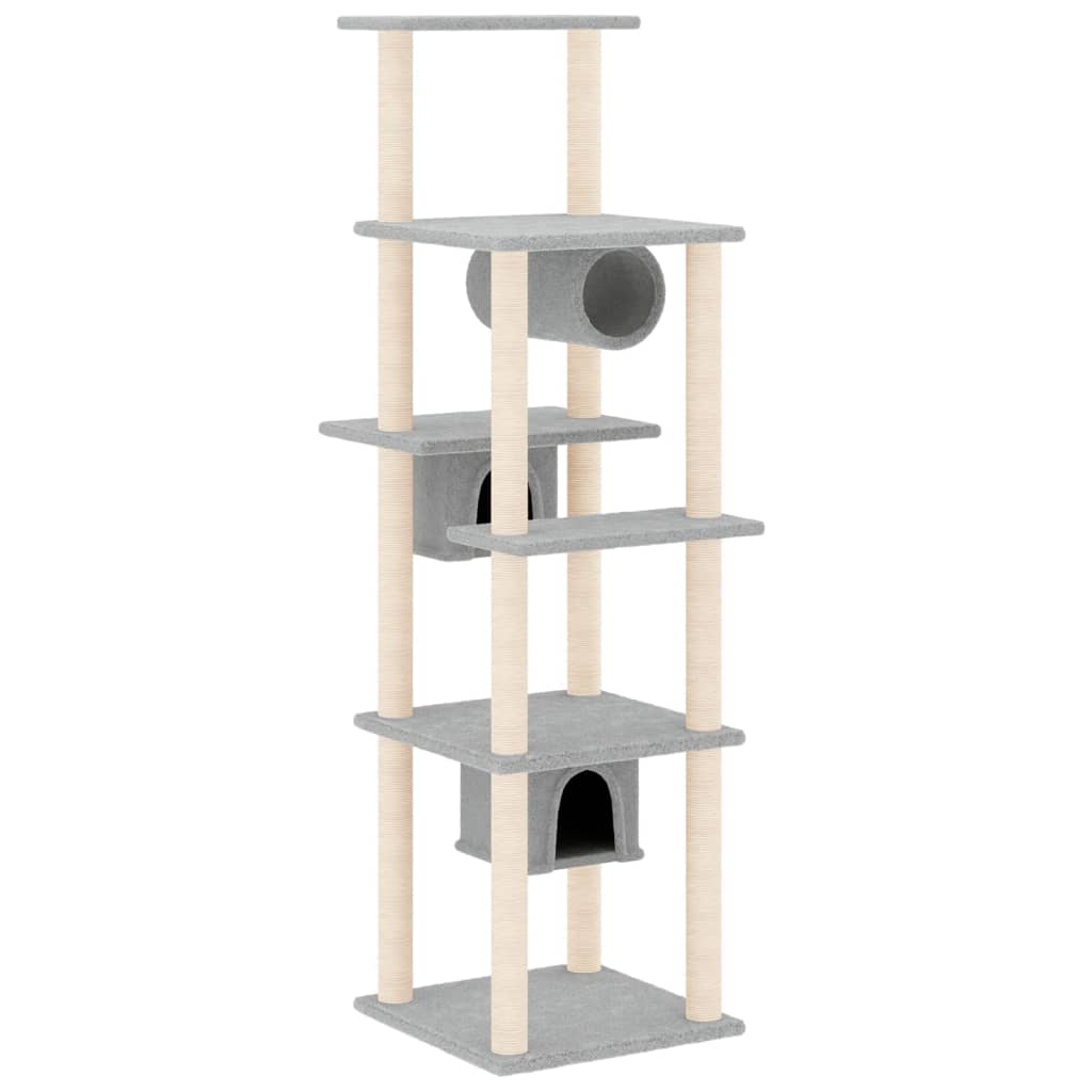 8720287213864_a_en_hd_1 vidaXL Cat Tree with Sisal Scratching Posts Light Grey 169 cm - Image 2