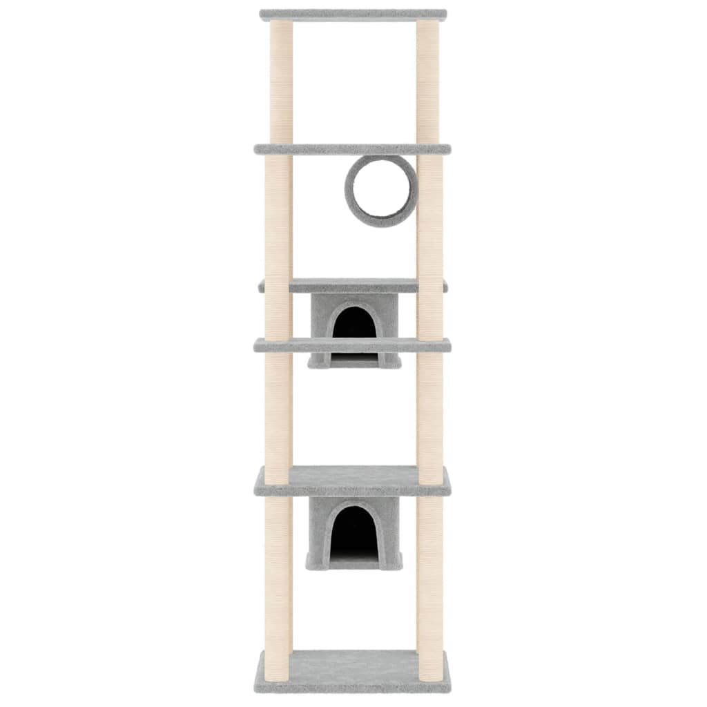 8720287213864_g_en_hd_1 vidaXL Cat Tree with Sisal Scratching Posts Light Grey 169 cm - Image 3