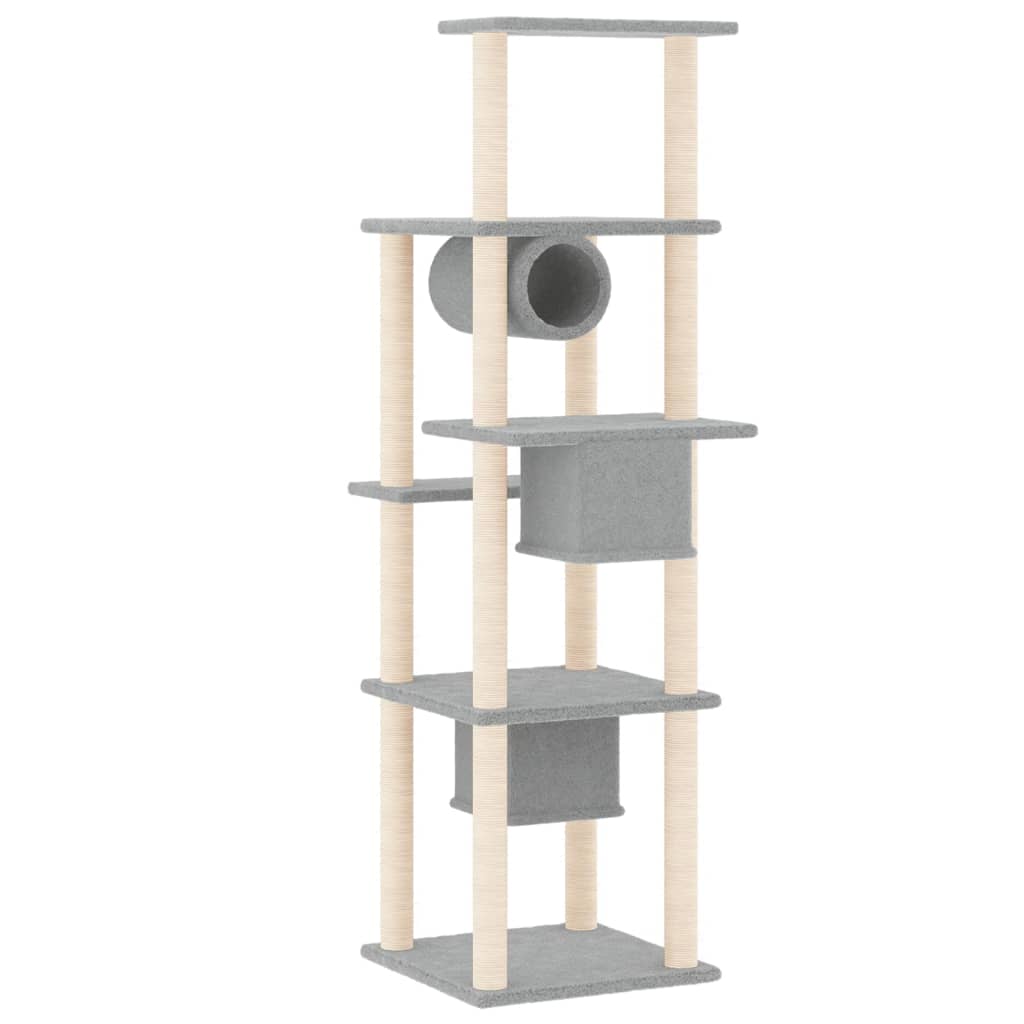 8720287213864_g_en_hd_3 vidaXL Cat Tree with Sisal Scratching Posts Light Grey 169 cm - Image 5