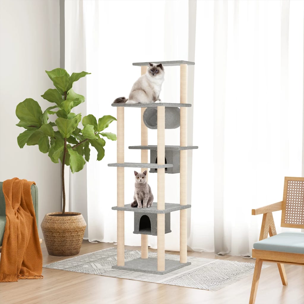 8720287213864_m_en_hd_1 vidaXL Cat Tree with Sisal Scratching Posts Light Grey 169 cm - Image 1