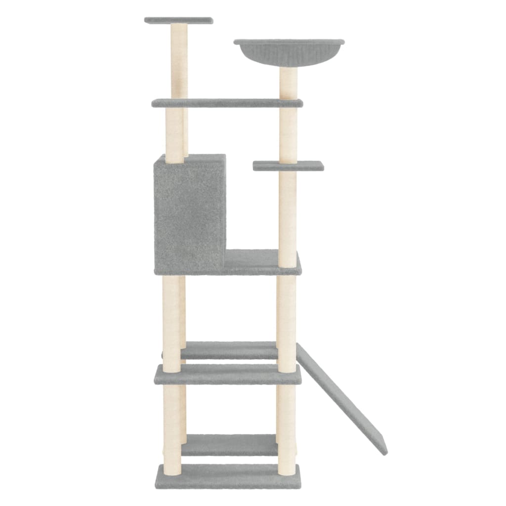 8720287213956_g_en_hd_2 vidaXL Cat Tree with Sisal Scratching Posts Light Grey 166 cm - Image 4