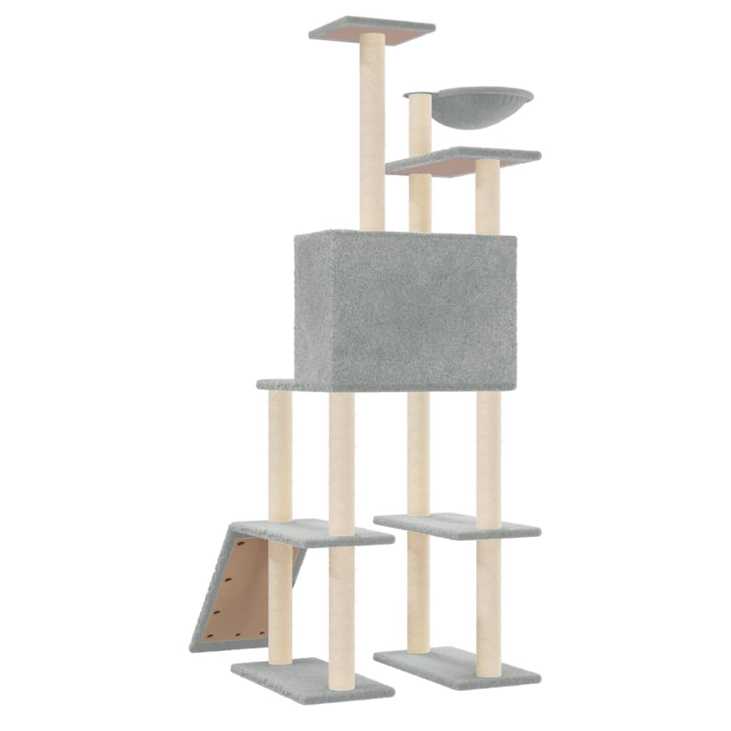 8720287213956_g_en_hd_3 vidaXL Cat Tree with Sisal Scratching Posts Light Grey 166 cm - Image 5