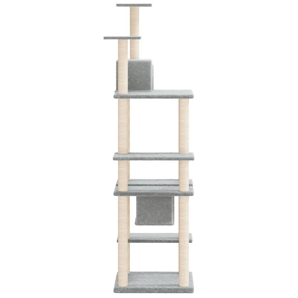 8720287214014_g_en_hd_2 vidaXL Cat Tree with Sisal Scratching Posts Light Grey 176 cm - Image 4