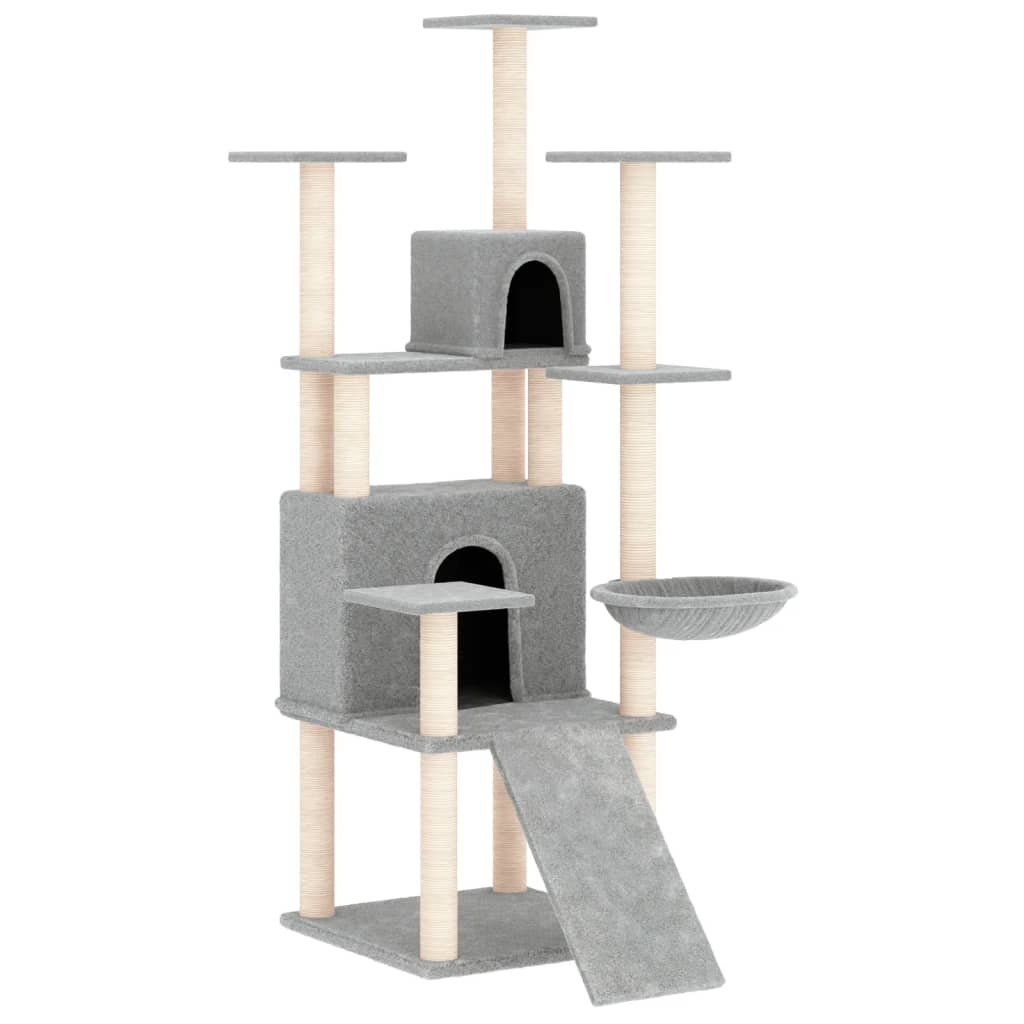 8720287214045_a_en_hd_1 vidaXL Cat Tree with Sisal Scratching Posts Light Grey 154 cm - Image 2