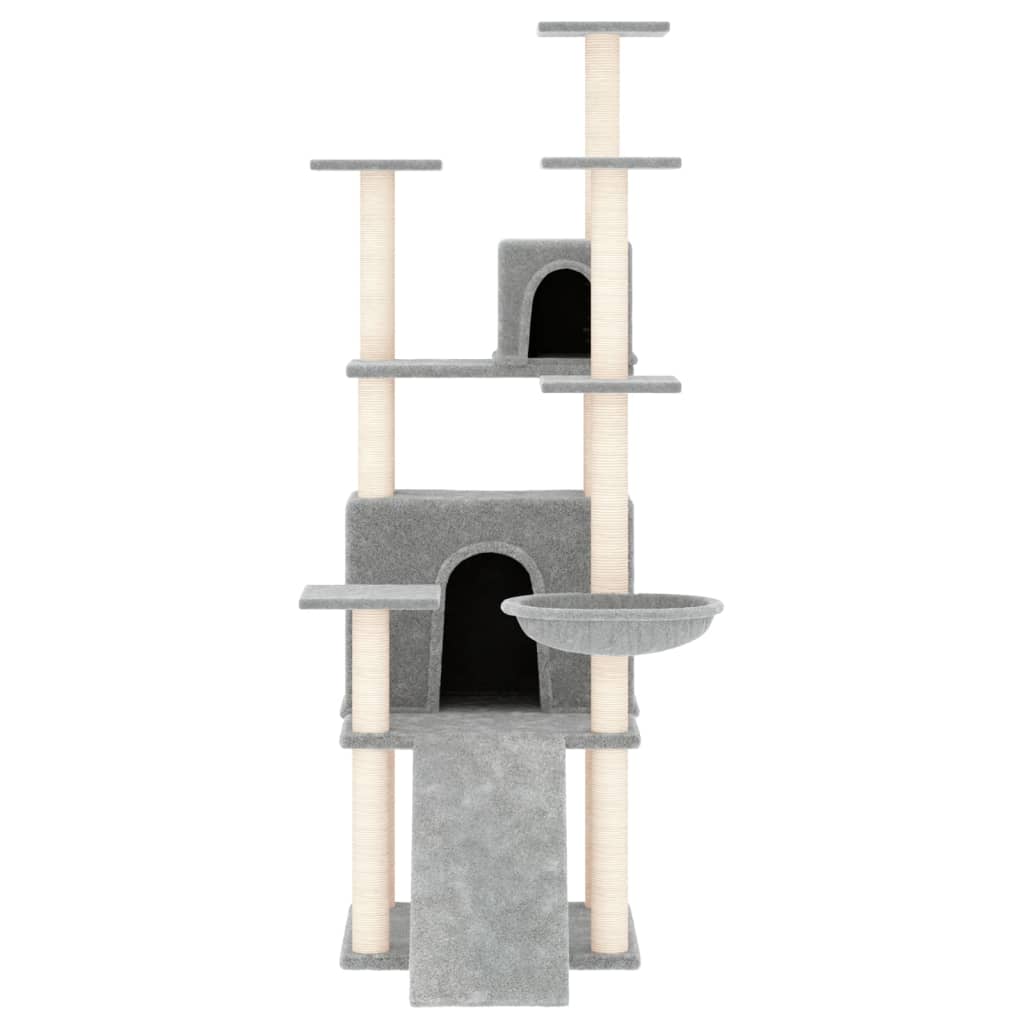 8720287214045_g_en_hd_1 vidaXL Cat Tree with Sisal Scratching Posts Light Grey 154 cm - Image 3