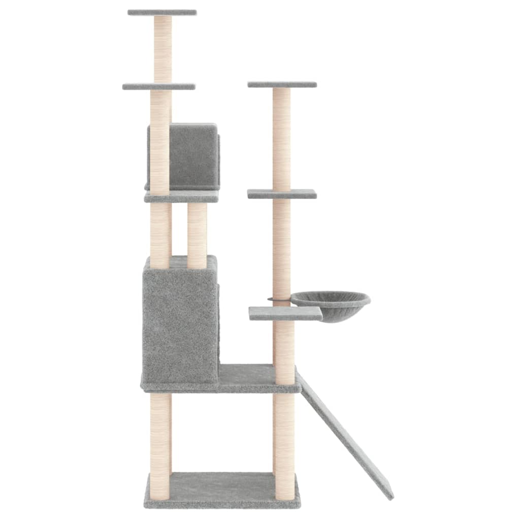 8720287214045_g_en_hd_2 vidaXL Cat Tree with Sisal Scratching Posts Light Grey 154 cm - Image 4