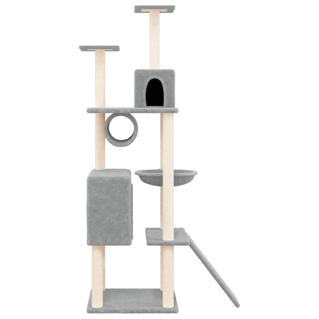 8720287214137_g_en_hd_1 vidaXL Cat Tree with Sisal Scratching Posts Light Grey 168 cm - Image 3