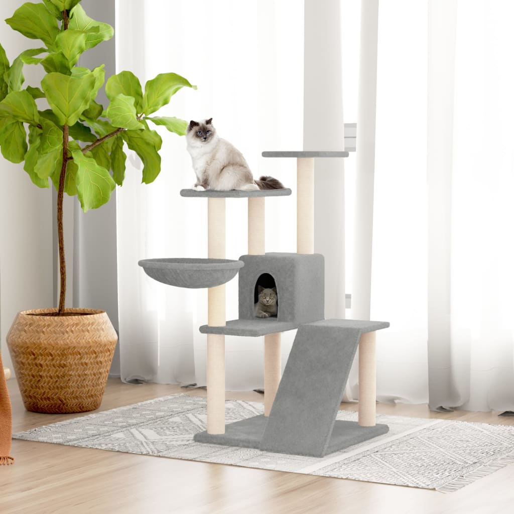 8720287214168_m_en_hd_1 vidaXL Cat Tree with Sisal Scratching Posts Light Grey 94 cm - Image 1