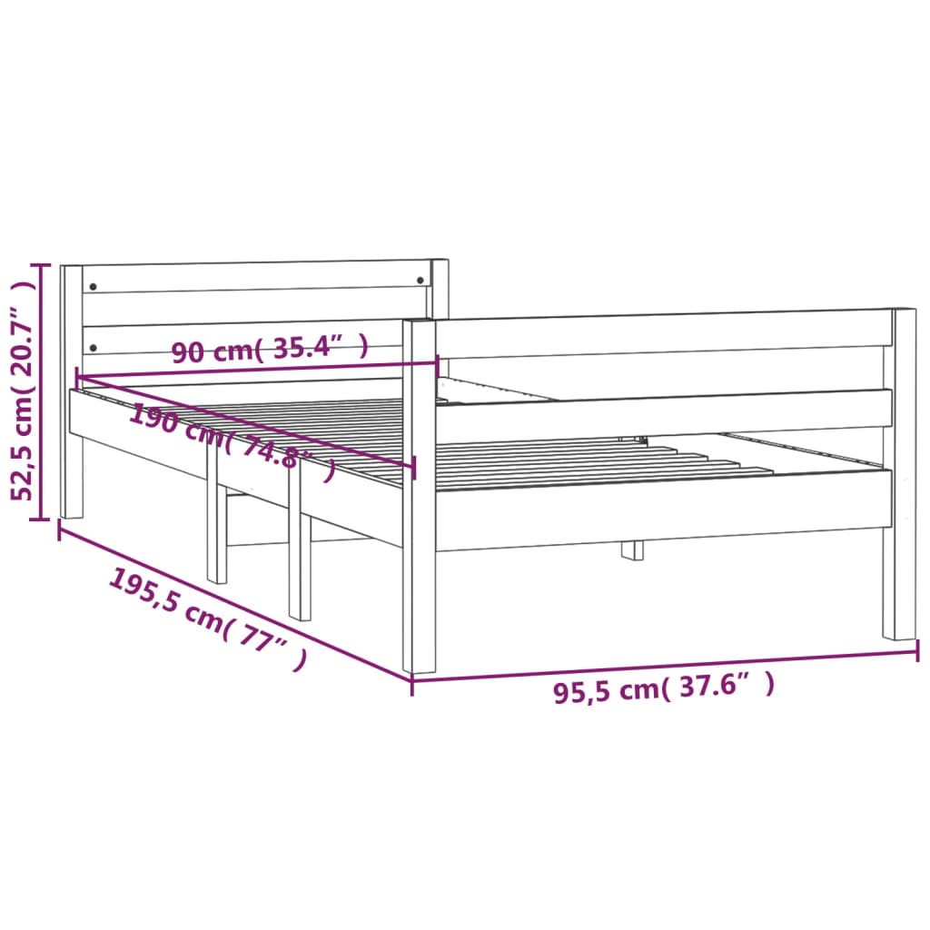 8720287215189_g_en_hd_6 vidaXL Bed Frame without Mattress Black 90x190 cm Solid Wood Pine - Image 8