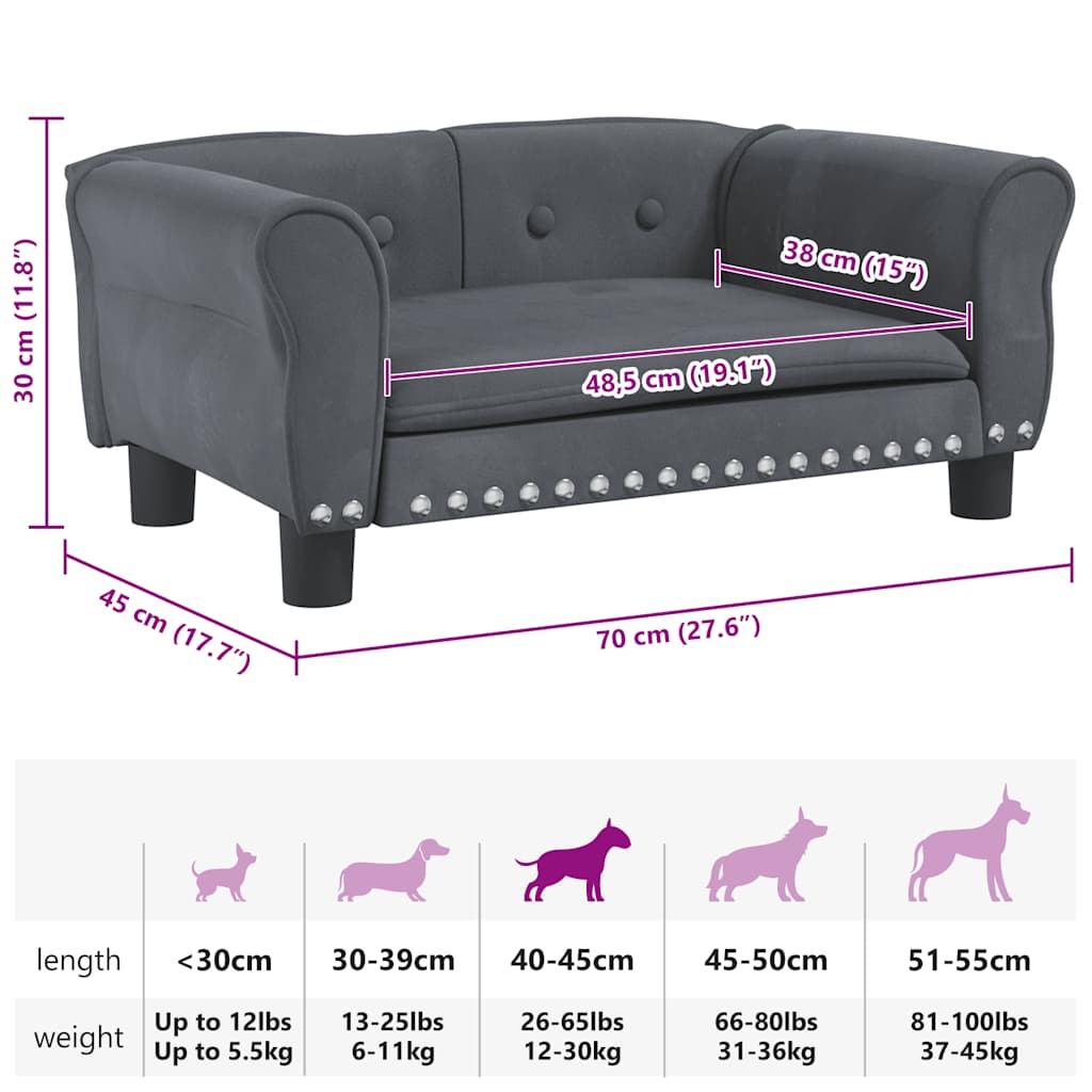8720287218098_g_en_hd_5 vidaXL Dog Bed Dark Grey 70x45x30 cm Velvet - Image 7