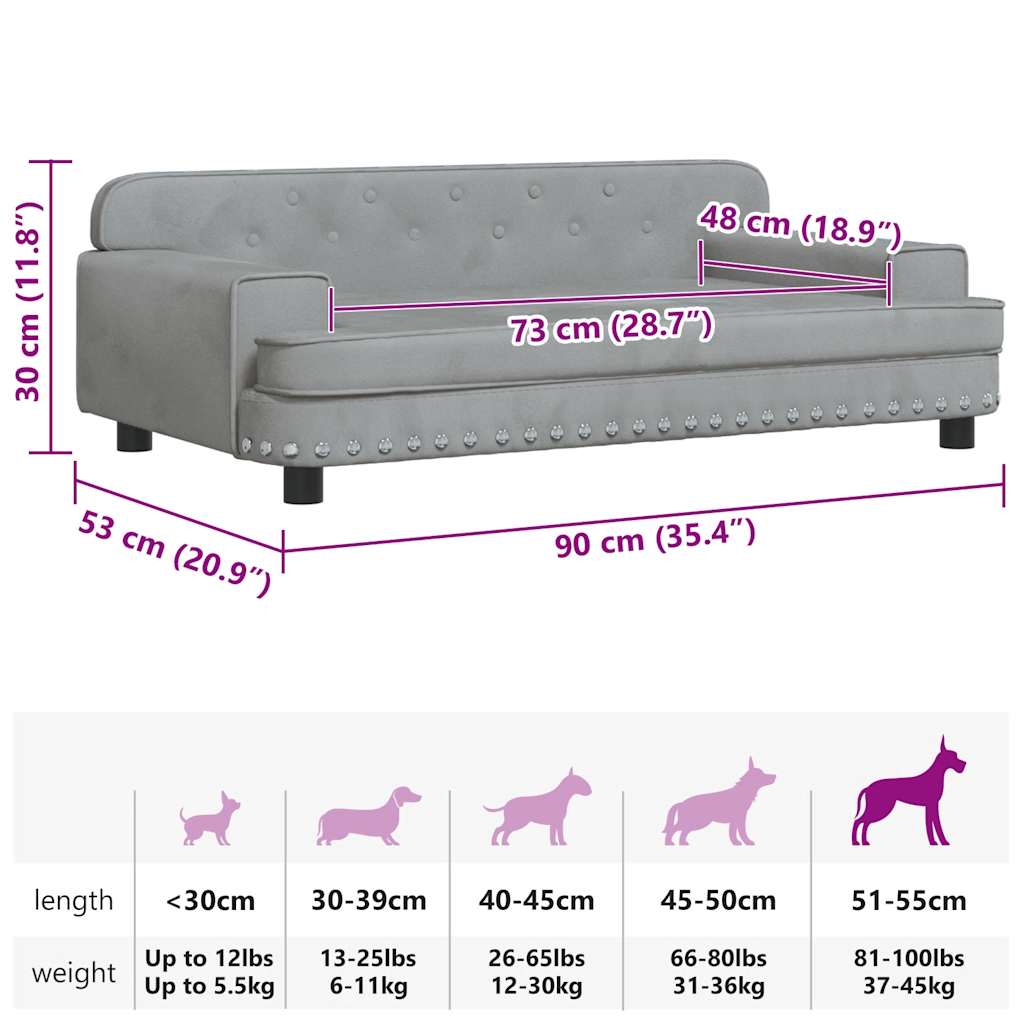 8720287218524_g_en_hd_5 vidaXL Dog Bed Light Grey 90x53x30 cm Velvet - Image 7