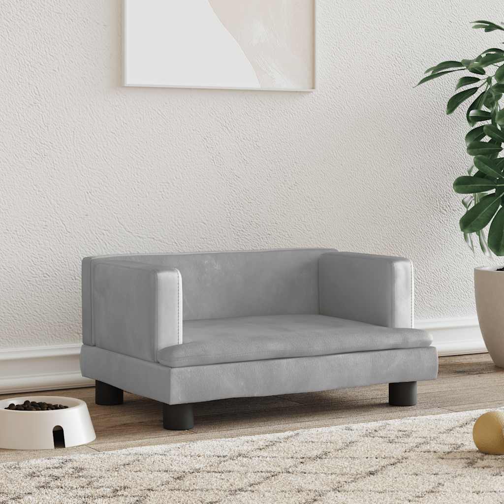 8720287218906_m_en_hd_1 vidaXL Dog Bed Light Grey 60x40x30 cm Velvet - Image 1