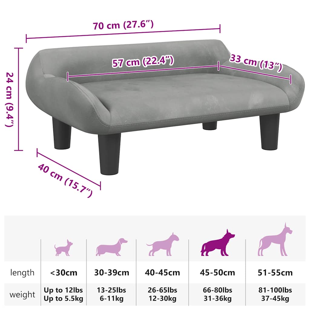 8720287219354_g_en_hd_5 vidaXL Dog Bed Light Grey 70x40x24 cm Velvet - Image 7