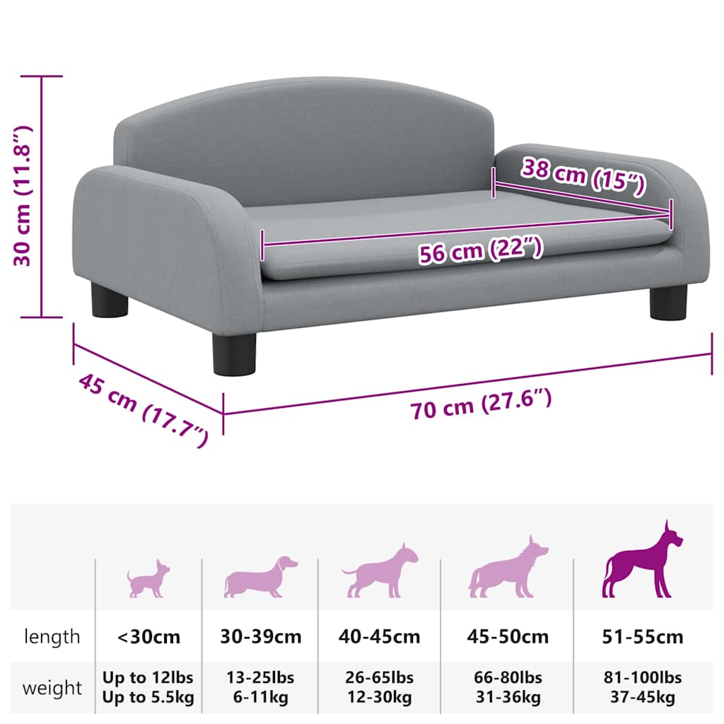 8720287219439_g_en_hd_5 vidaXL Dog Bed Light Grey 70x45x30 cm Fabric - Image 7