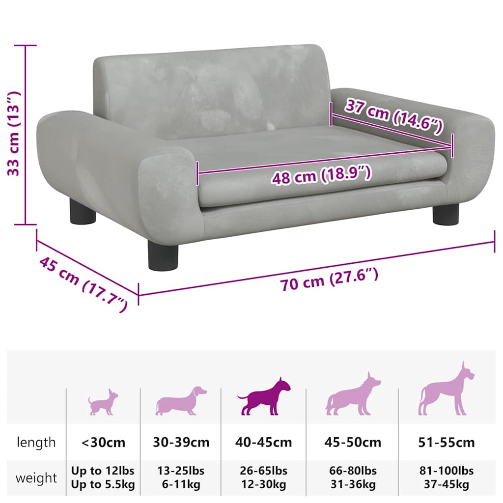 8720287219729_g_en_hd_5 vidaXL Dog Bed Light Grey 70x45x33 cm Velvet - Image 7