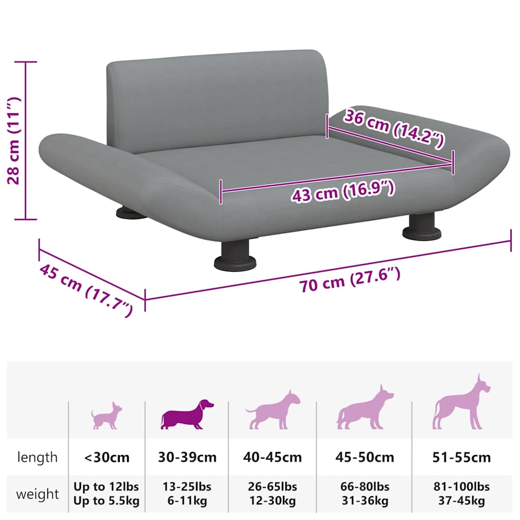 8720287219798_g_en_hd_5 vidaXL Dog Bed Light Grey 70x45x28 cm Fabric - Image 7