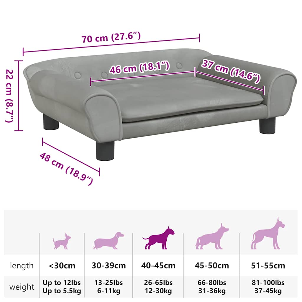 8720287219965_g_en_hd_5 vidaXL Dog Bed Light Grey 70x48x22 cm Velvet - Image 7