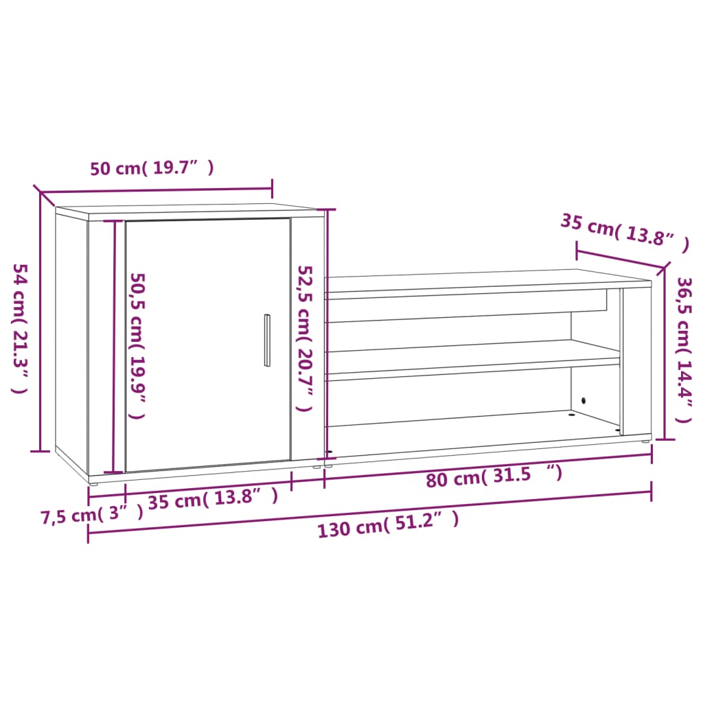 8720287221906_g_en_hd_7 vidaXL Shoe Cabinet High Gloss White 130x35x54 cm Engineered Wood - Image 10