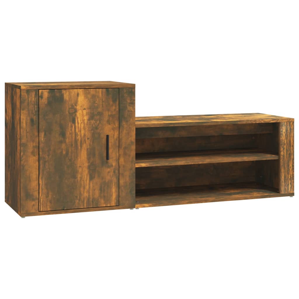 8720287221937_a_en_hd_1 vidaXL Shoe Cabinet Smoked Oak 130x35x54 cm Engineered Wood - Image 2