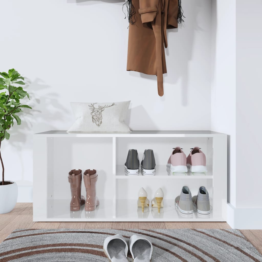 8720287223269_g_en_hd_1 vidaXL Shoe Cabinet High Gloss White 100x35x45 cm Engineered Wood - Image 3