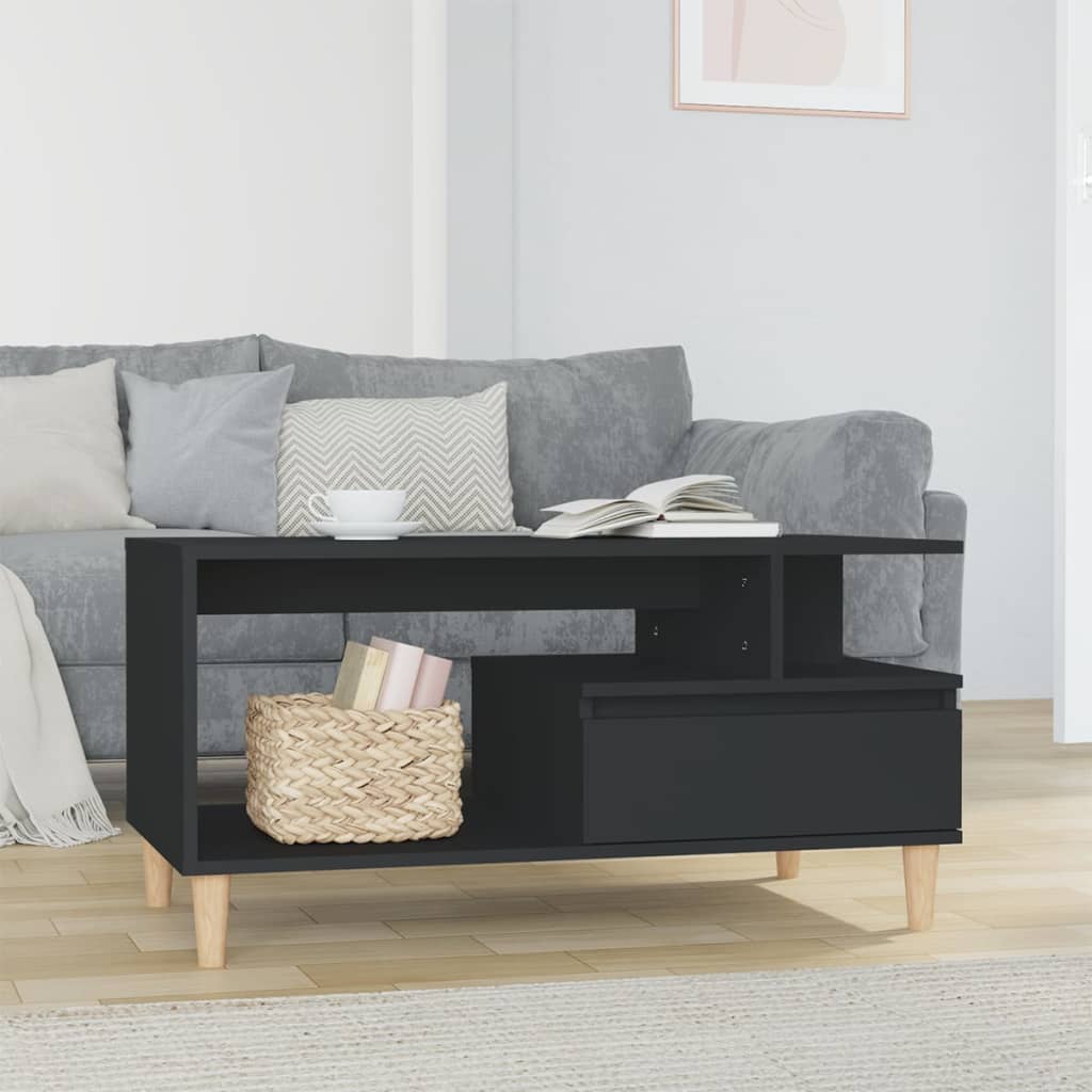 vidaXL Coffee Table Black 90x49x45 cm Engineered Wood