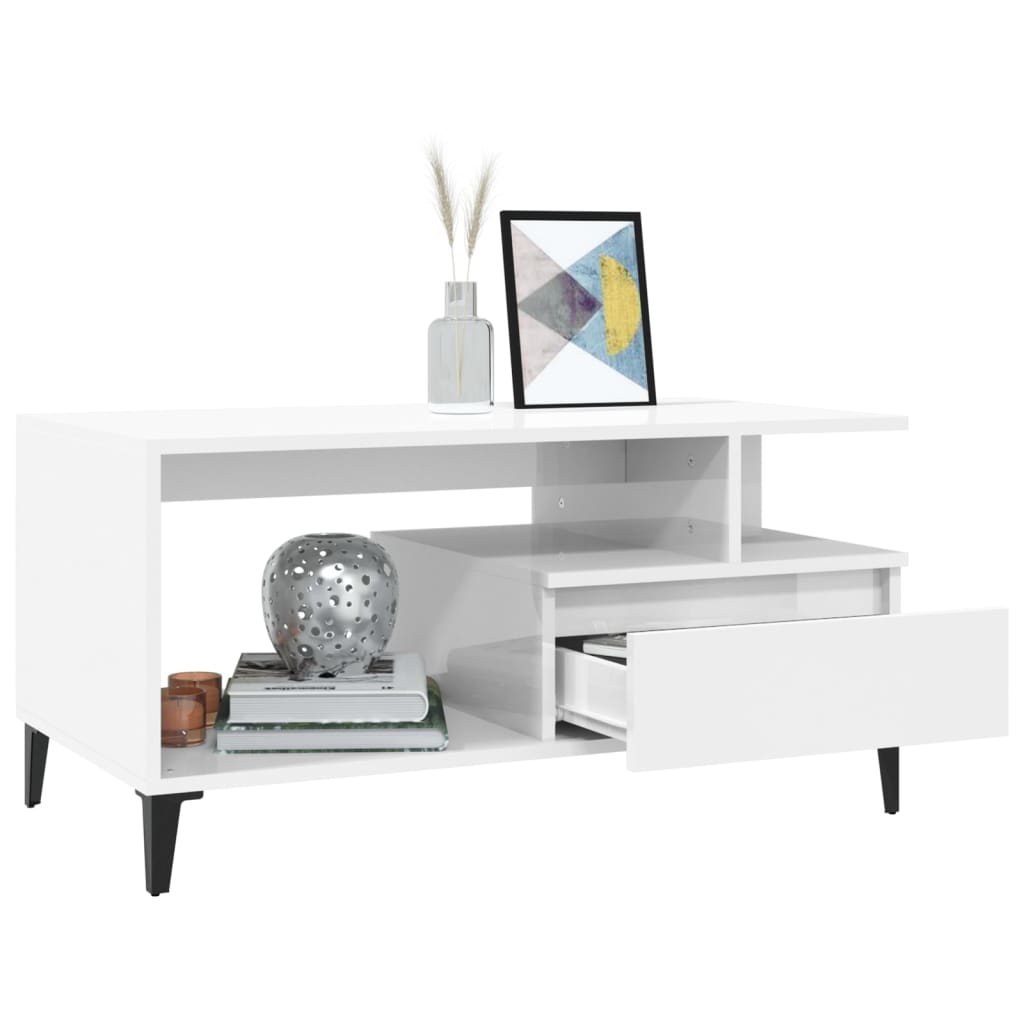 8720287224068_g_en_hd_2 vidaXL Coffee Table  High Gloss White 90x49x45 cm Engineered Wood - Image 4