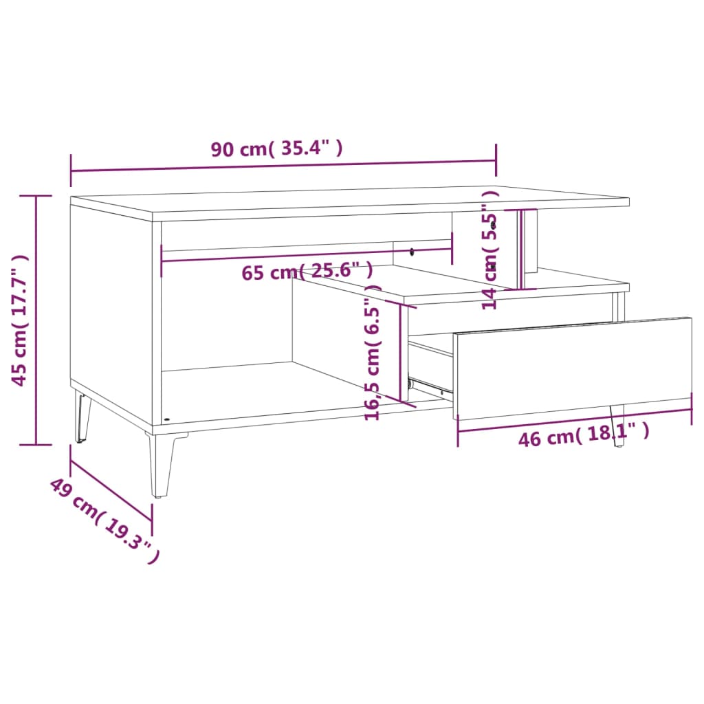 8720287224068_g_en_hd_7 vidaXL Coffee Table  High Gloss White 90x49x45 cm Engineered Wood - Image 9
