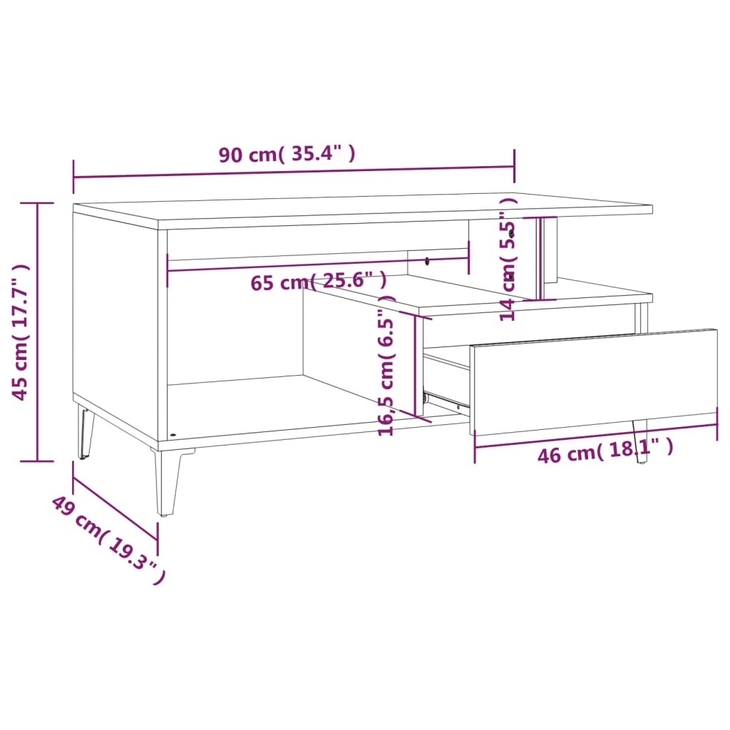 8720287224075_g_en_hd_7 vidaXL Coffee Table  Sonoma Oak 90x49x45 cm Engineered Wood - Image 9