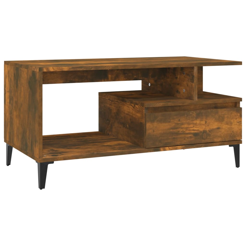 8720287224099_a_en_hd_1 vidaXL Coffee Table  Smoked Oak 90x49x45 cm Engineered Wood - Image 2
