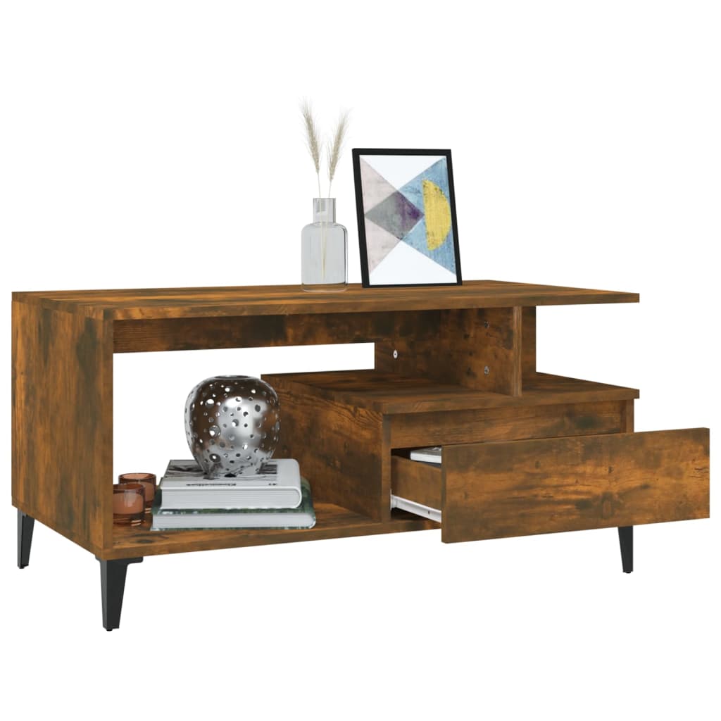 8720287224099_g_en_hd_2 vidaXL Coffee Table  Smoked Oak 90x49x45 cm Engineered Wood - Image 4