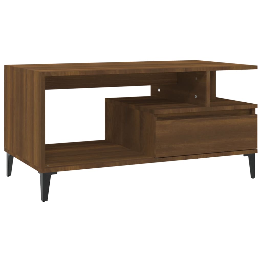 8720287224112_a_en_hd_1 vidaXL Coffee Table  Brown Oak 90x49x45 cm Engineered Wood - Image 2