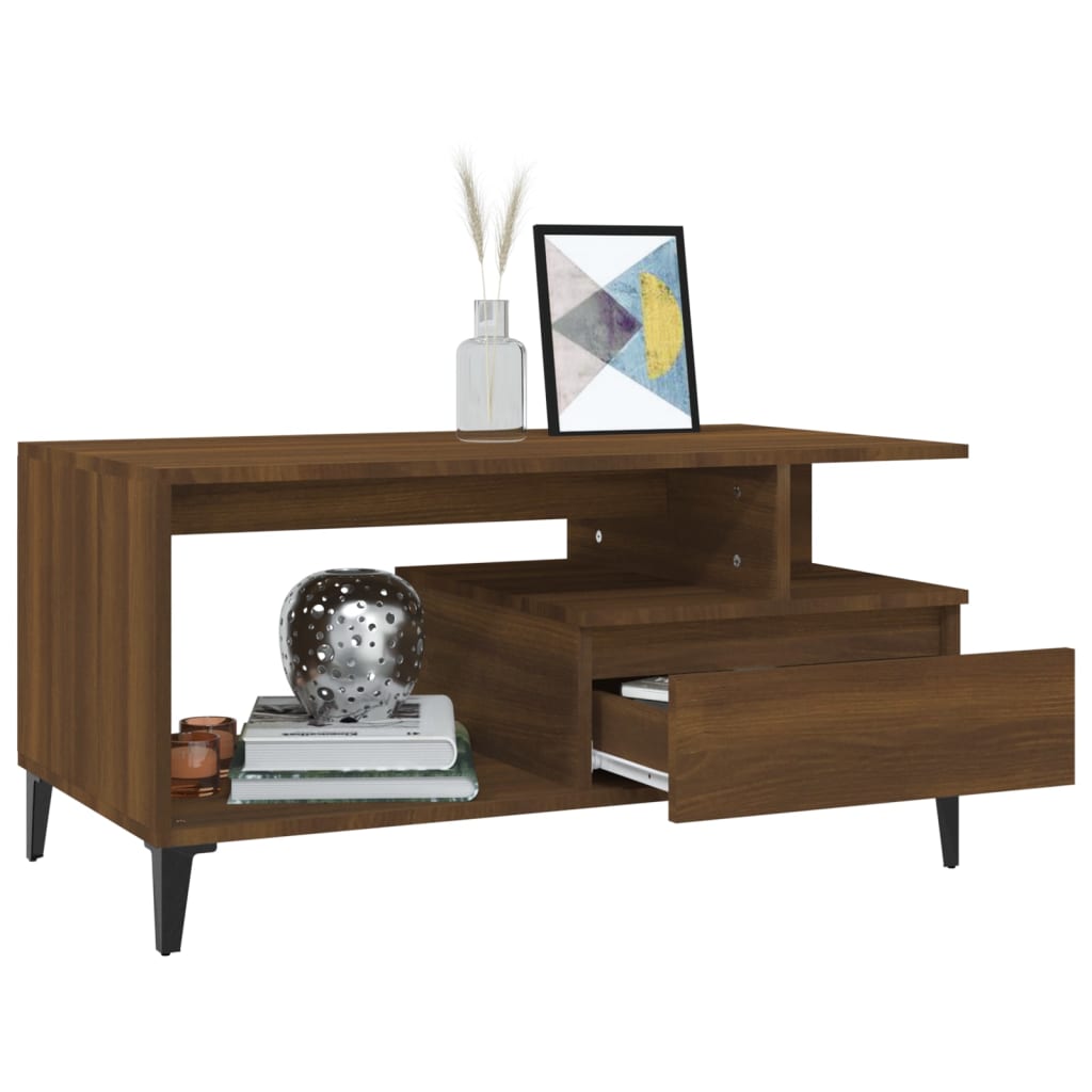 8720287224112_g_en_hd_2 vidaXL Coffee Table  Brown Oak 90x49x45 cm Engineered Wood - Image 4