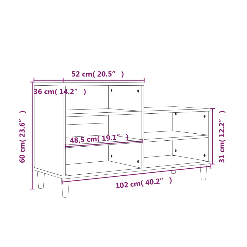 8720287224167_g_en_hd_7 vidaXL Shoe Cabinet Concrete Grey 102x36x60 cm Engineered Wood - Image 10