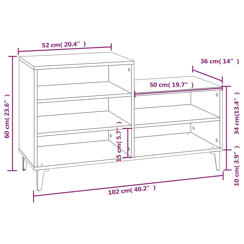 8720287224266_g_en_hd_7 vidaXL Shoe Cabinet Grey Sonoma 102x36x60 cm Engineered Wood - Image 10