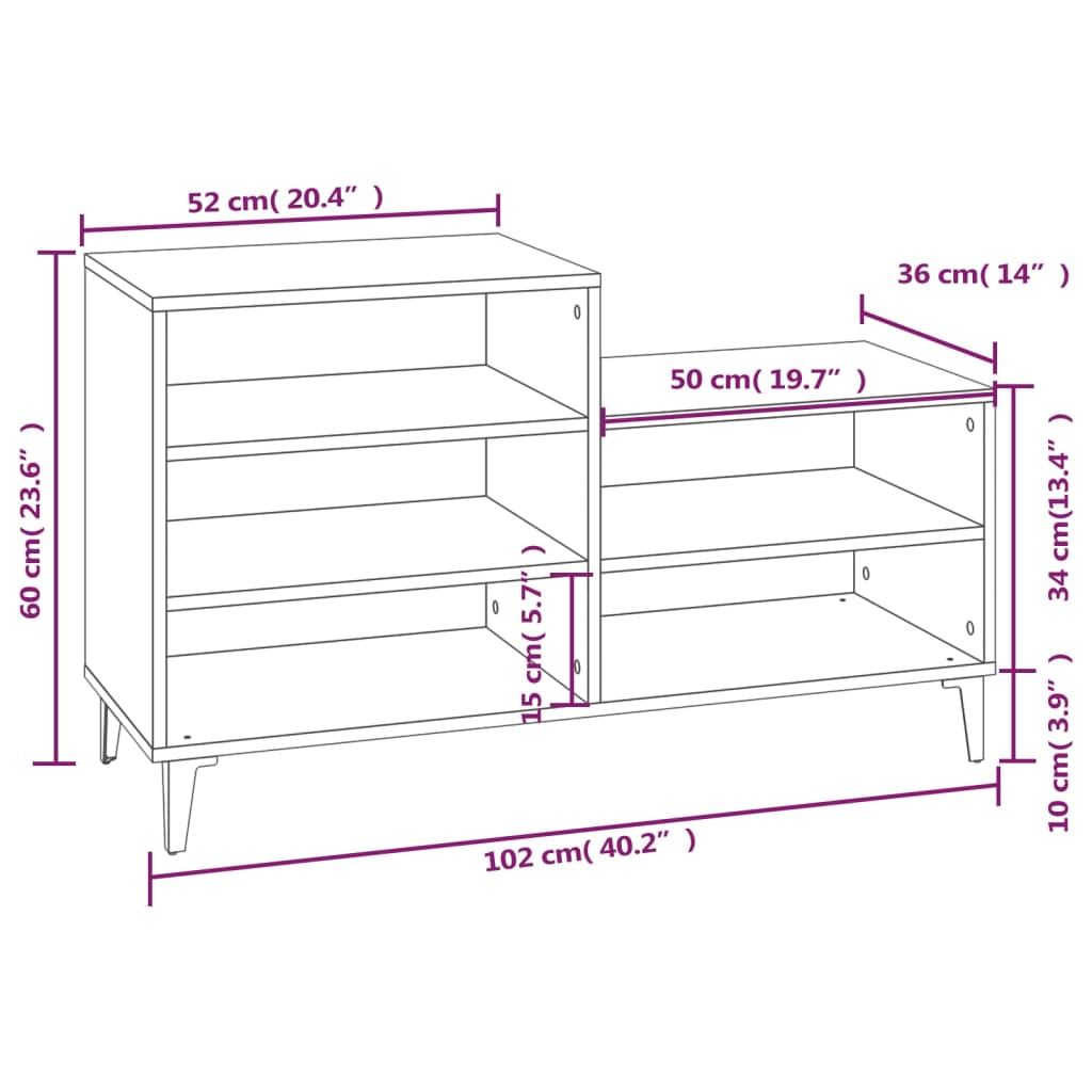 8720287224273_g_en_hd_7 vidaXL Shoe Cabinet Brown Oak 102x36x60 cm Engineered Wood - Image 10